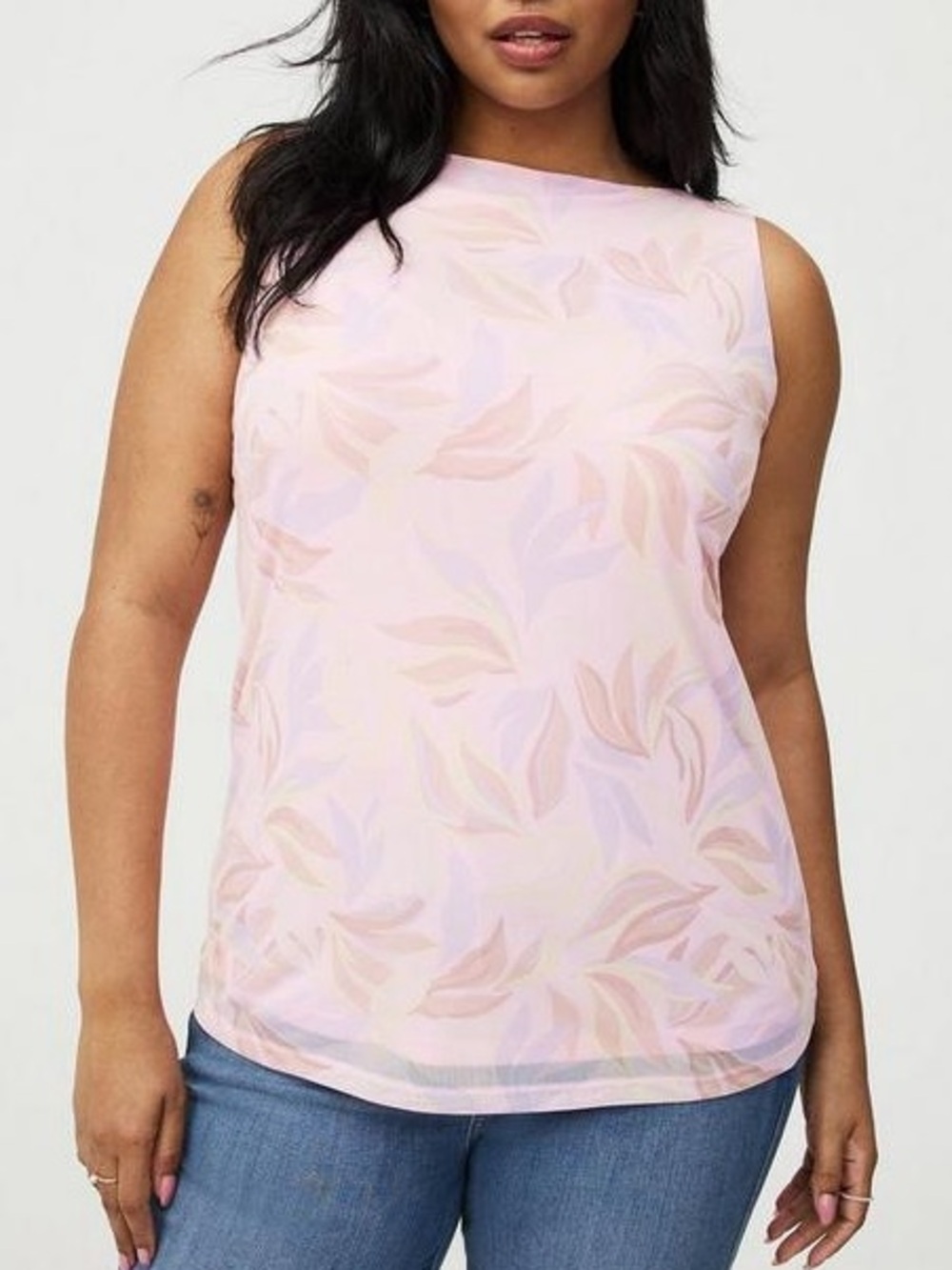 Torrid Mesh Boat Neck Sleeveless Floral Top